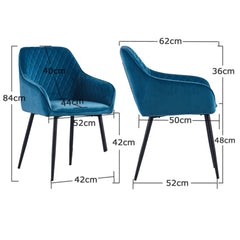 Blue Diamond Cut Velvet Accent Chair With Black Legs