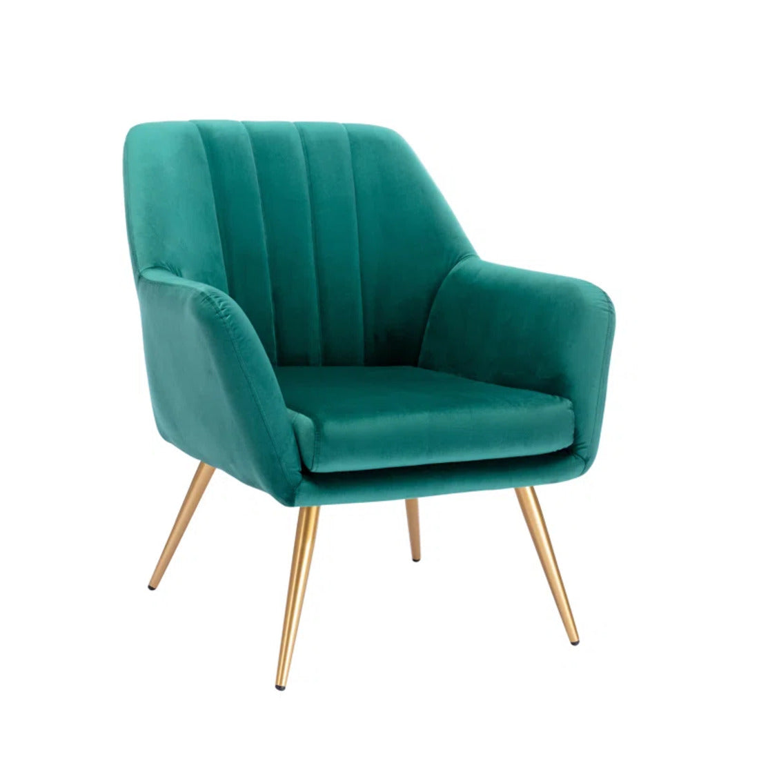 Dense Padded Bright Green Velvet Accent Chair