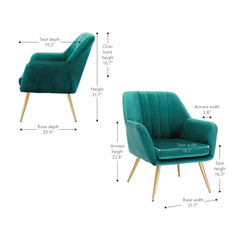 Dense Padded Bright Green Velvet Accent Chair