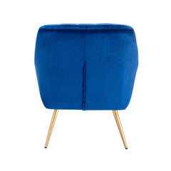 Dense Padded Bright Blue Velvet Accent Chair