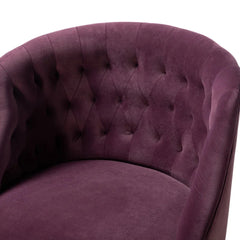 Comfort Back Tufted Magenta PU Foam Armchair With Golden Base