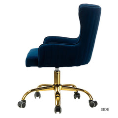 Luxury Royal Blue Velvet Armchair With Golden Base