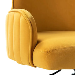 Luxury Yellow Velvet Armchair With Golden Base