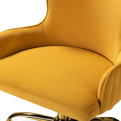 Luxury Yellow Velvet Armchair With Golden Base
