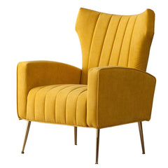 Dense Foam Luxurious Yellow Lounge Chair