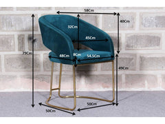 Luxe Blue Comfort Seating Velvet & Iron Dining Chair