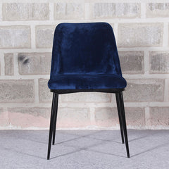 Royal Blue Velvet & Iron Dining Chair