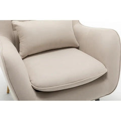 Classic Off-white Thick Padded Velvet Armchair with Cushion