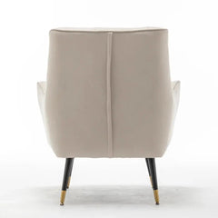 Classic Off-white Thick Padded Velvet Armchair with Cushion