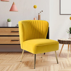 Classic Curved Back Yellow Velvet Lounge Chair