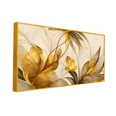 Abstract Golden Flowers Canvas Wall Painting