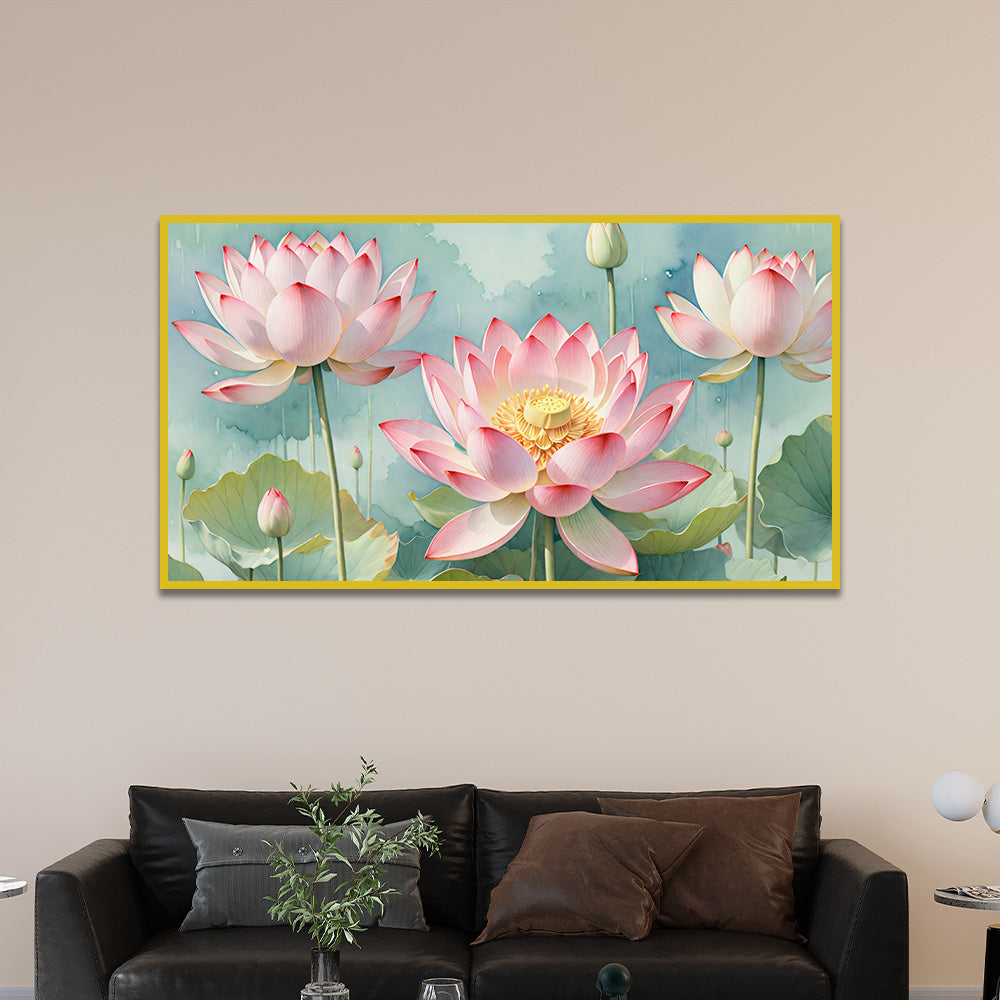 Pink Lotus Painting for Vastu Lotus Painting for Wall Decoration