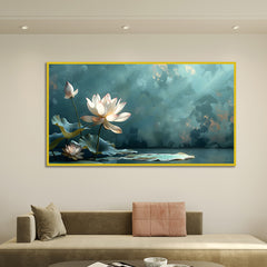 White Lotus Vastu Painting For Wall Decor for living room, Hotels Wall Décor