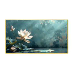 White Lotus Vastu Painting For Wall Decor for living room, Hotels Wall Décor