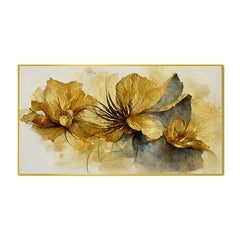 Abstract Golden Flower Canvas Wall Painting for Home Décor