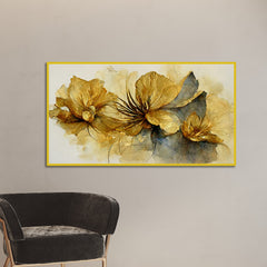 Abstract Golden Flower Canvas Wall Painting for Home Décor