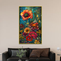 Vibrant Floral Large Abstract Flower Wall Painting for Contemporary Living Room