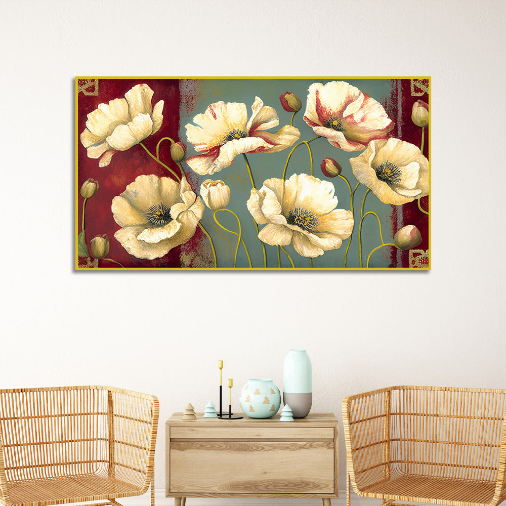 Modern Golden Flower Canvas Painting for Home & Office Décor