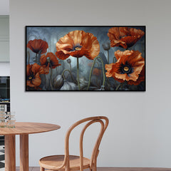 Elegant Vibrant Flower Floating Framed Canvas Wall Painting