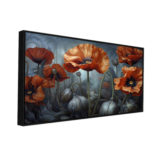 Elegant Vibrant Flower Floating Framed Canvas Wall Painting