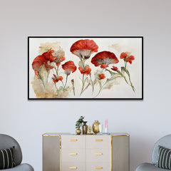 Abstract Red Flower Canvas Painting for Home, Office, and Hotels Wall Décor