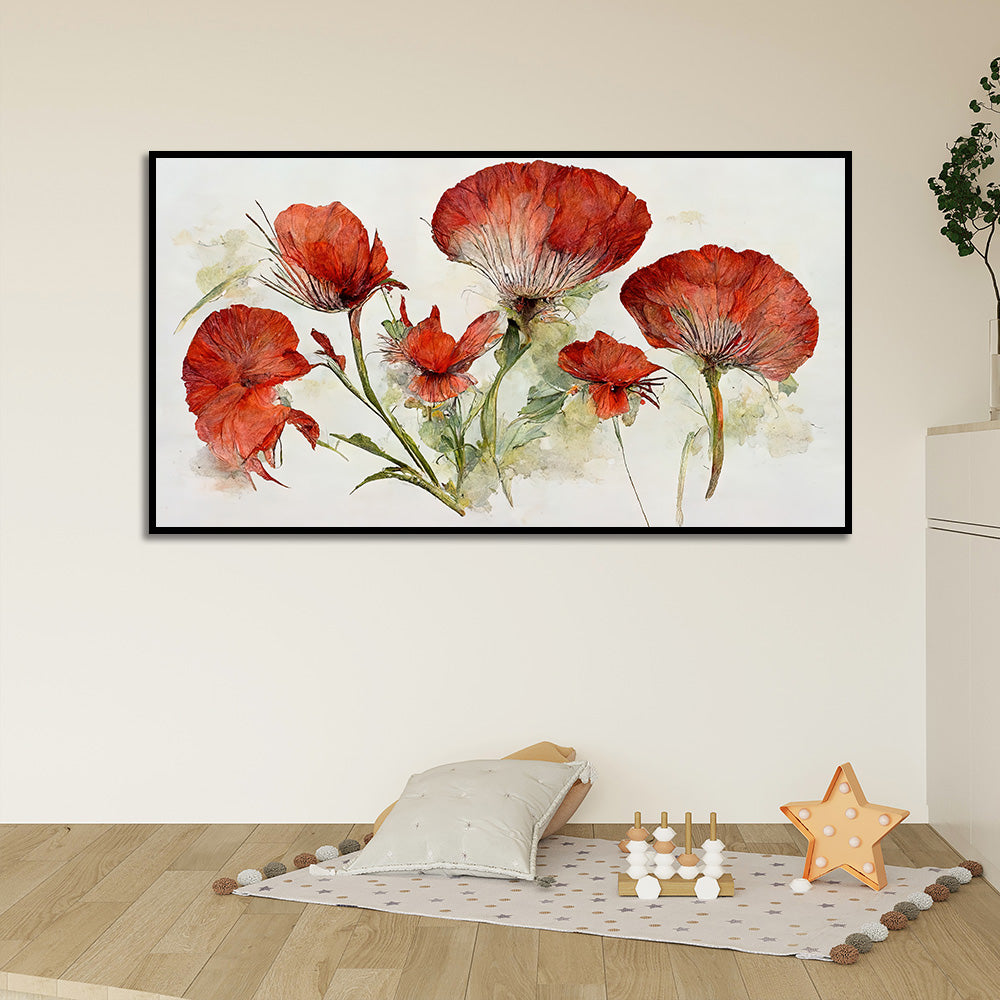 Abstract Red Flower Canvas Wall Painting for Home Décor