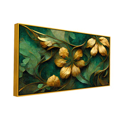 Elegant Golden Floral 3D illustration Canvas Wall Painting