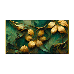 Elegant Golden Floral 3D illustration Canvas Wall Painting