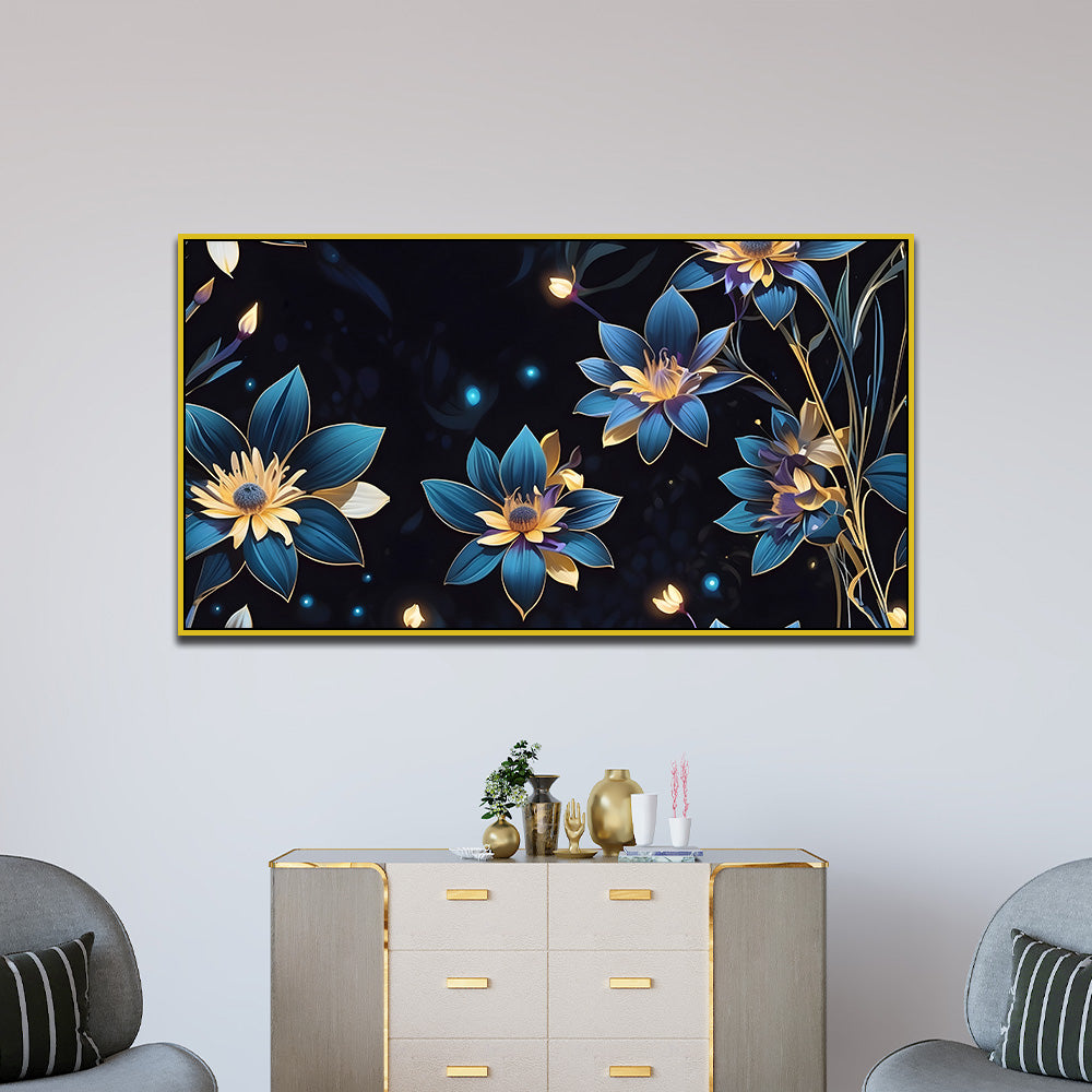 Midnight Floral Harmony Flower Canvas Wall Painting