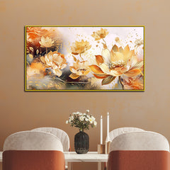 Bright Golden Petal Serenity Floral Canvas Wall Painting