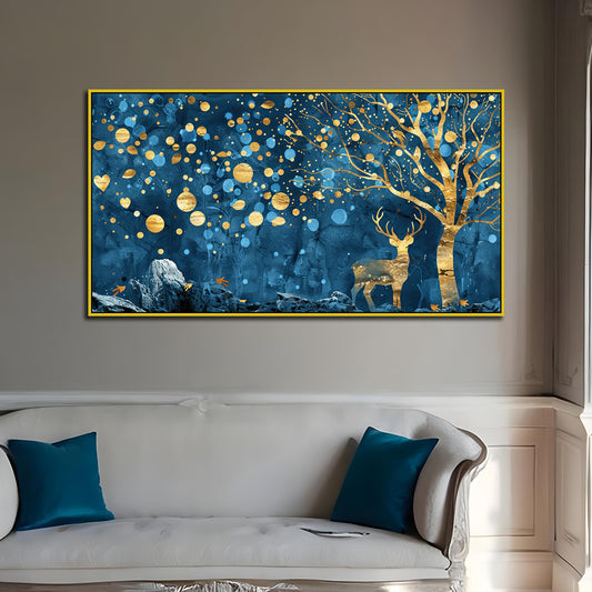 Radiant Wilderness Floral Deer Canvas Wall Painting