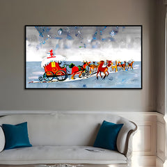 Festive Floral Sleigh Adventure Canvas Wall Painting