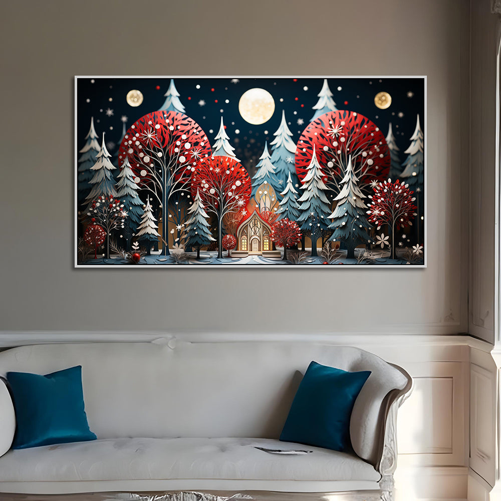 Crimson Haven Nature Inspired Canvas Wall Painting