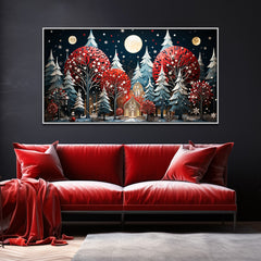 Crimson Haven Nature Inspired Canvas Wall Painting