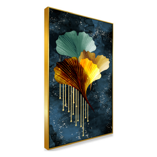 Abstract Golden Flower Canvas Wall Paintings