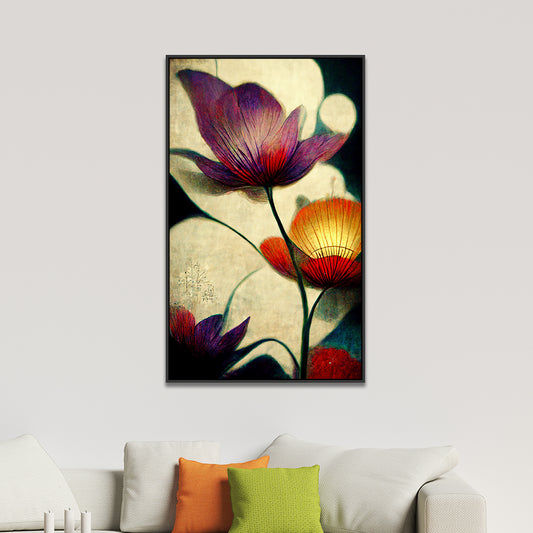 Digital Printed Purple and Gold Floral Canvas Wall Painting