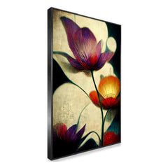 Digital Printed Purple and Gold Floral Canvas Wall Painting