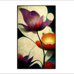 Digital Printed Purple and Gold Floral Canvas Wall Painting