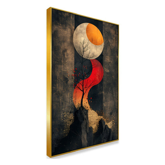 Golden Horizon Abstract Canvas Wall Painting for Home Décor