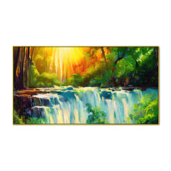 Majestic Waterfall Vastu Panoramic Canvas Wall Painting