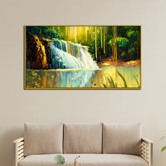 Panoramic Nature Waterfall Canvas Wall Painting for Peaceful Vibes