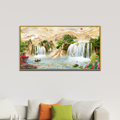 Panoramic Elegant Nature Waterfall Canvas Wall Painting