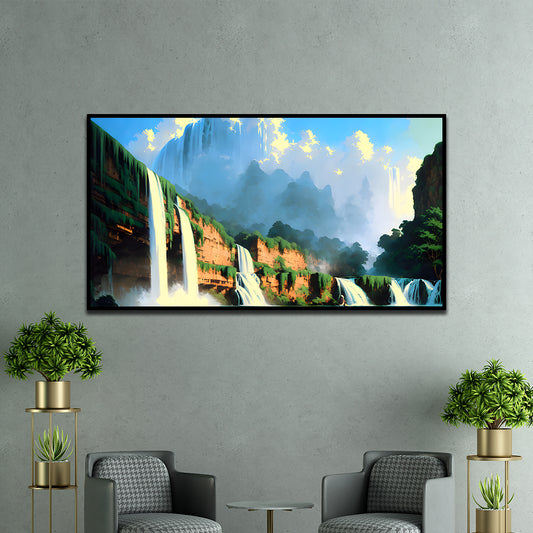 Modern Abstract Waterfall Nature Canvas Wall Painting