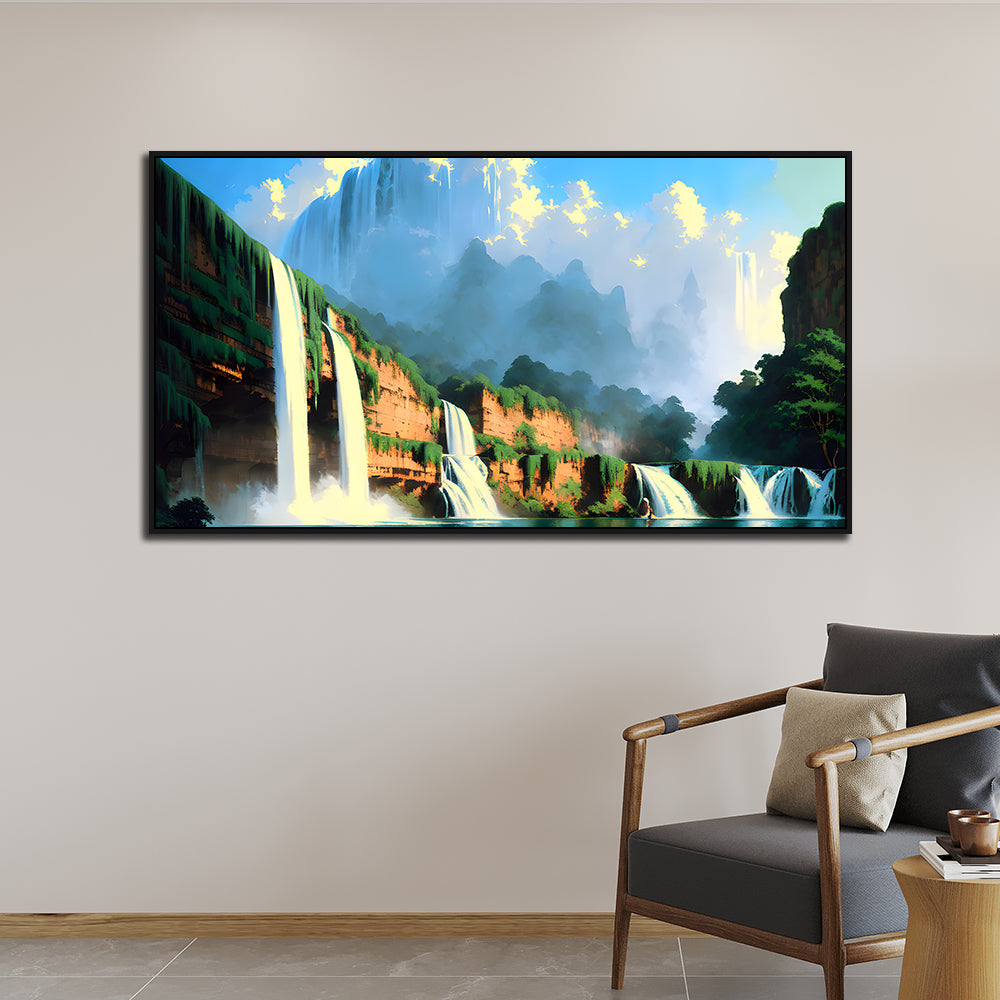 Modern Abstract Waterfall Nature Canvas Wall Painting