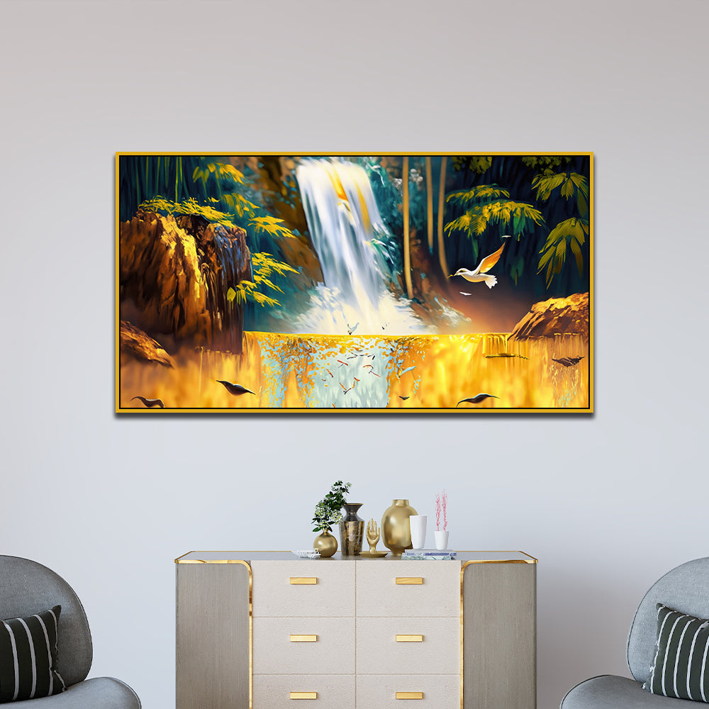 Vibrant Waterfall Canvas Wall Art for Home and Office Decoration