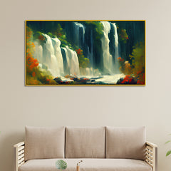 Tropical Jungle Waterfall Nature Canvas Wall Painting