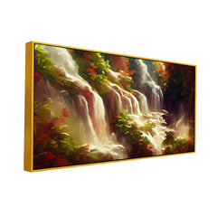 Lush Green Nature Large Landscape Waterfall Canvas Wall Painting