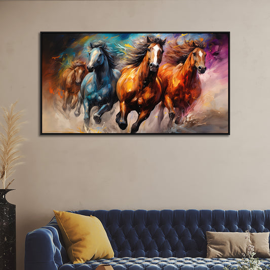 Majestic Brown Running Horses Canvas Wall Paintings for Home Décor