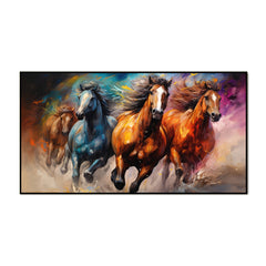 Majestic Brown Running Horses Canvas Wall Paintings for Home Décor