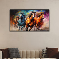 Majestic Brown Running Horses Canvas Wall Paintings for Home Décor